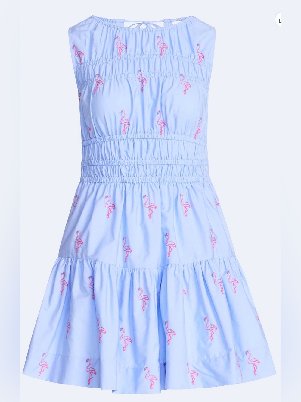 Smocked Light Blue Flamingo Tiered Dress for Girls